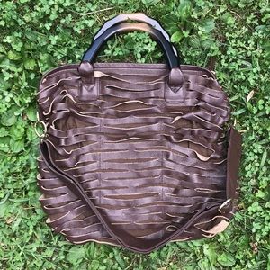 Romygold biker slashed leather handbag